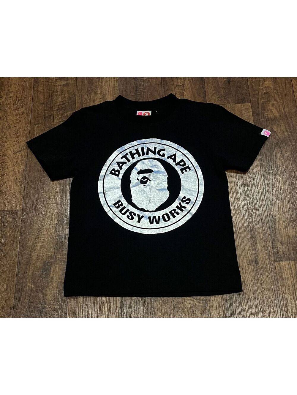 Bape silver logo tee shirt